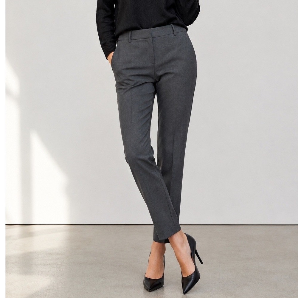 Theory Louise Urban Pants Womens 12 Charcoal Grey Wool Blend Career Trousers